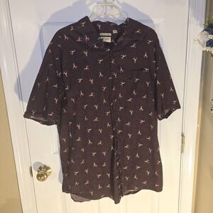 Haggar Mens 2XLT Stretch Short Sleeve Button Down Shirt Weightlifter‎ Print